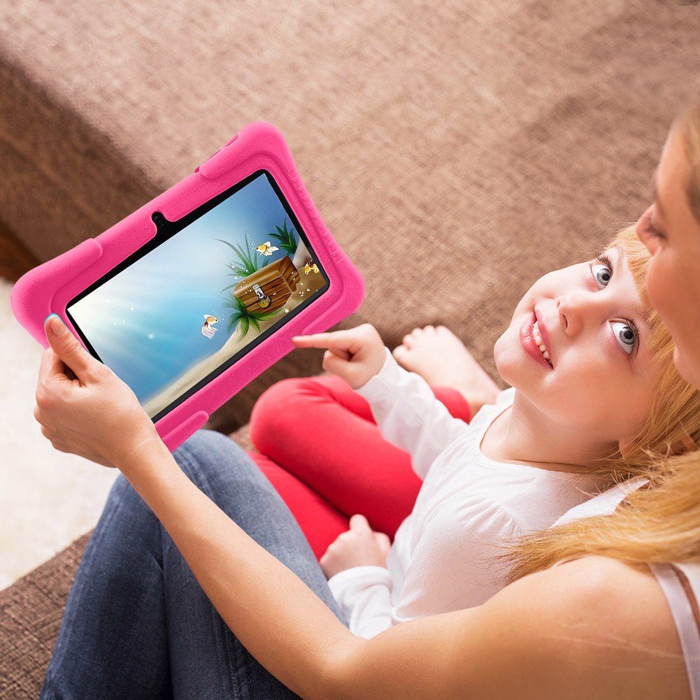 학습 태블릿 7 인치 안드로이드  태블릿 1G RAM 16G ROM G-센서 충격 방지 케이스, 어린이를 위한 교육용 장난감 선물